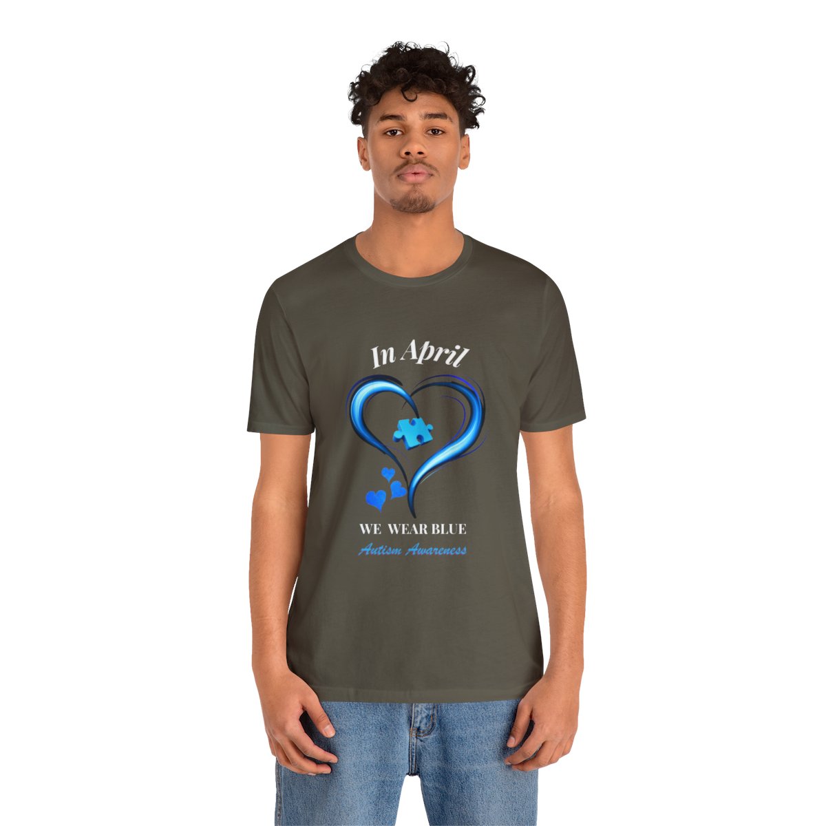 Men's  In April We Wear Blue T-shirt, Autism Awareness Shirt