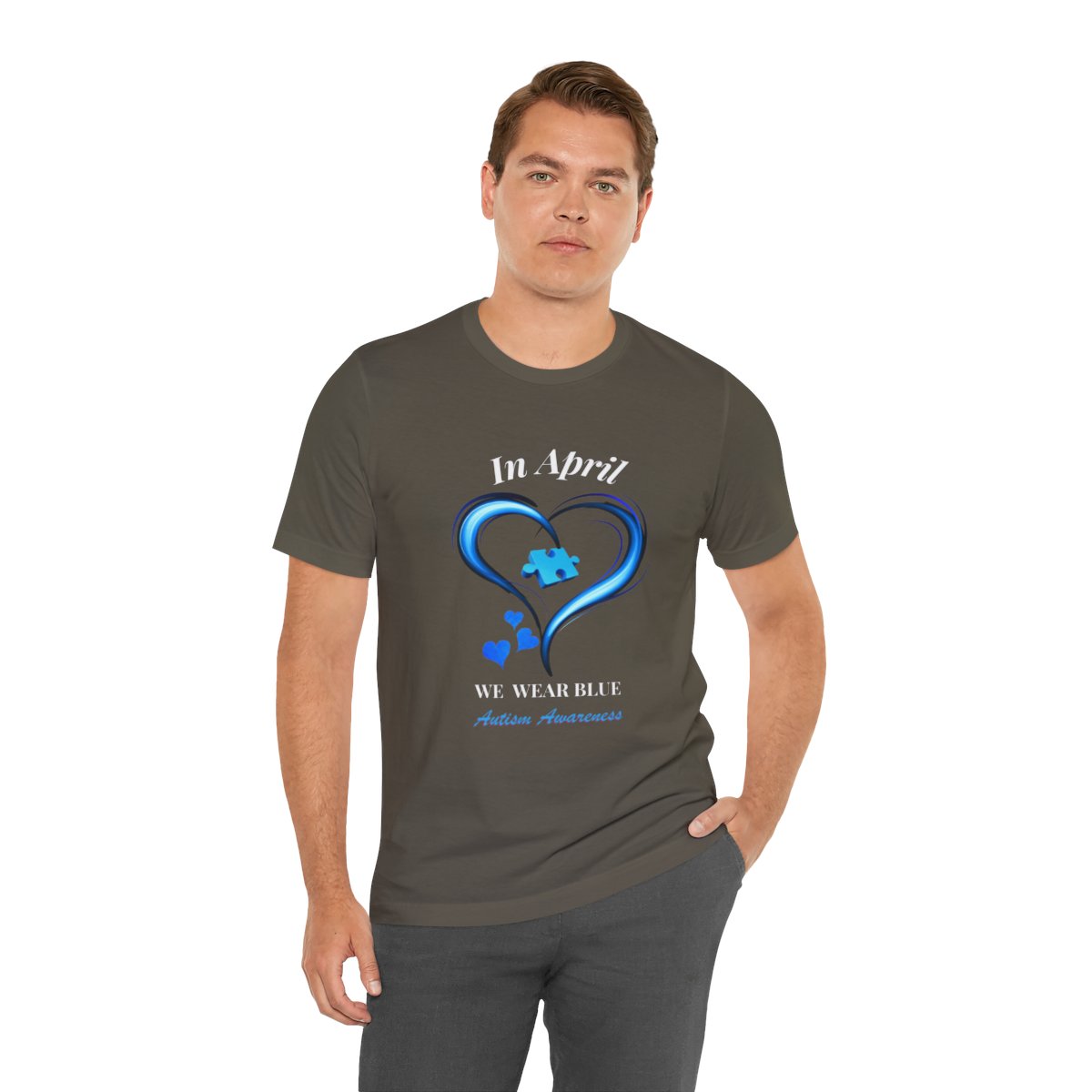 Men's  In April We Wear Blue T-shirt, Autism Awareness Shirt