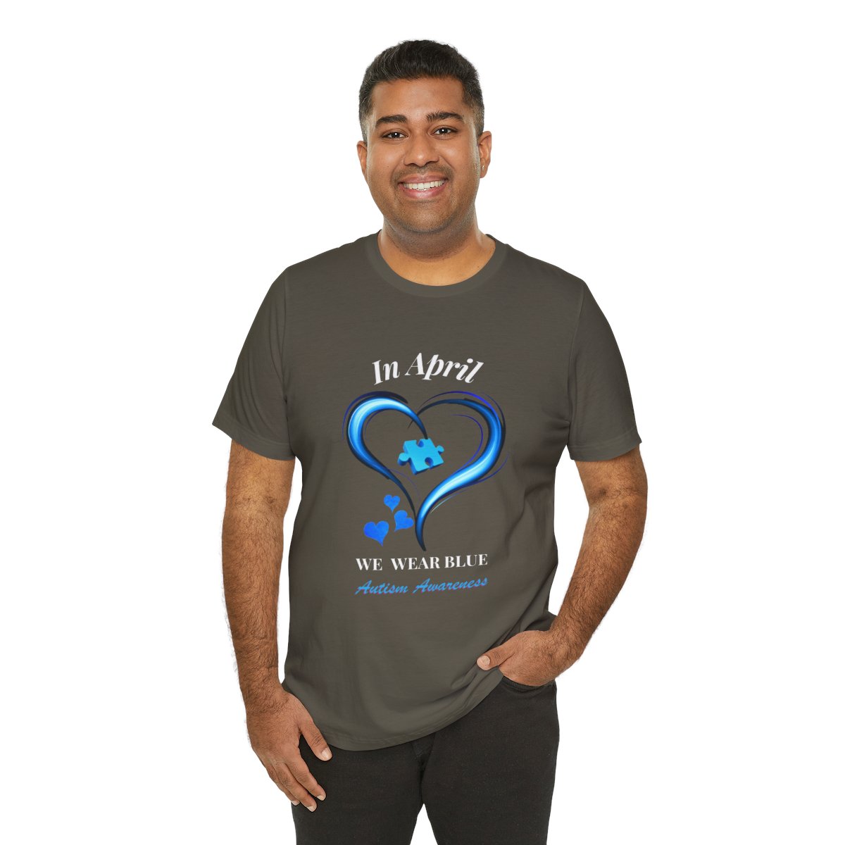 Men's  In April We Wear Blue T-shirt, Autism Awareness Shirt