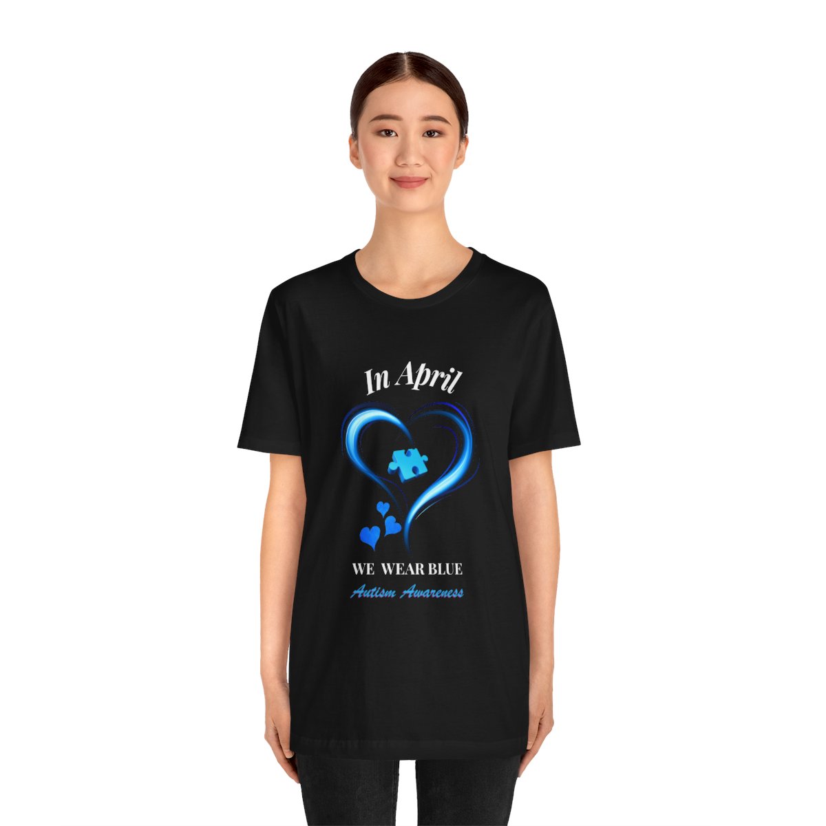 Women's  In April We Wear Blue T-shirt, Autism Awareness Shirt