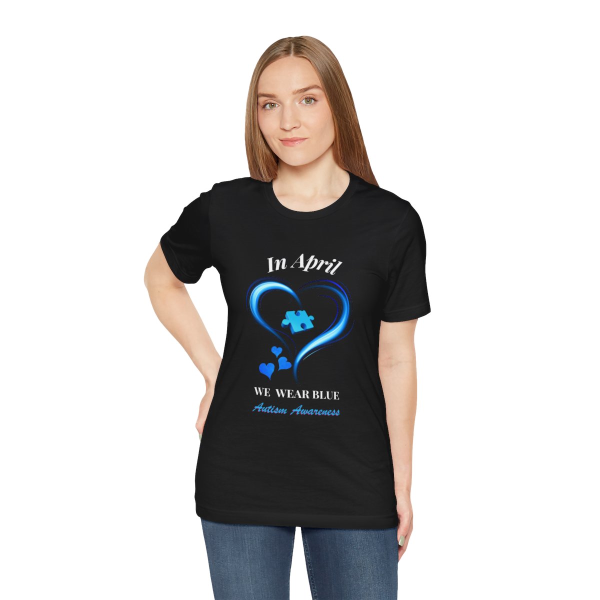 Women's  In April We Wear Blue T-shirt, Autism Awareness Shirt