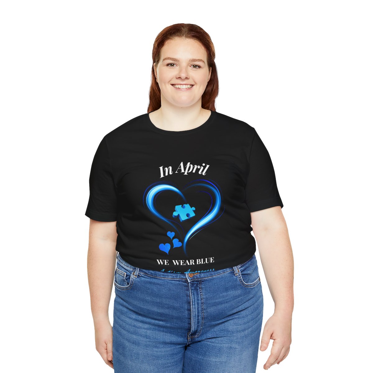 Women's  In April We Wear Blue T-shirt, Autism Awareness Shirt