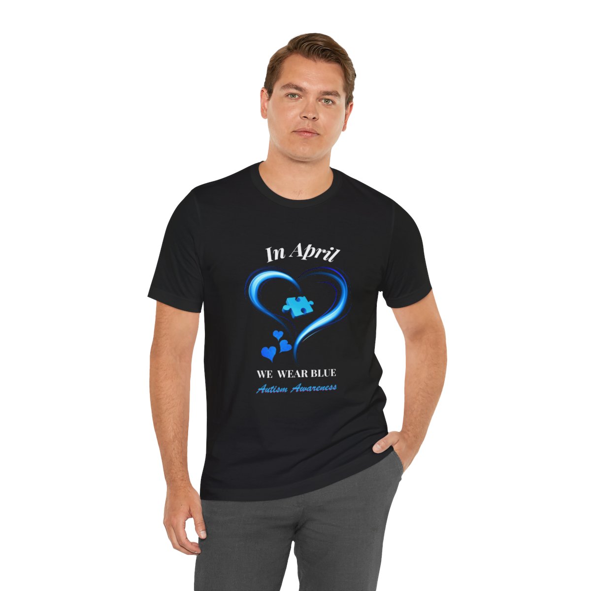 Men's  In April We Wear Blue T-shirt, Autism Awareness Shirt