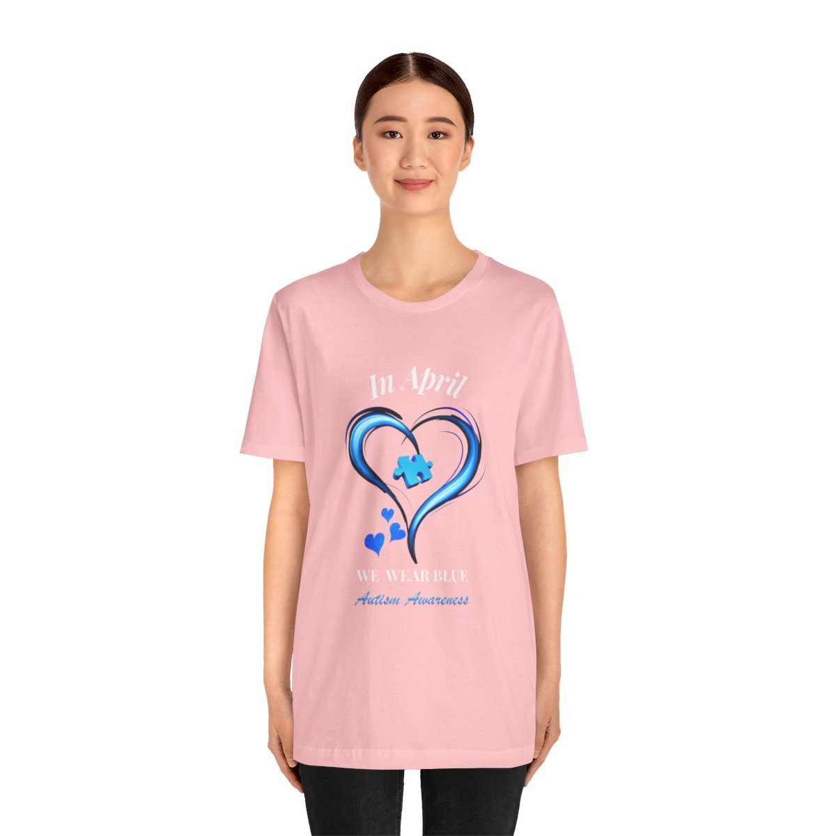 Women's  In April We Wear Blue T-shirt, Autism Awareness Shirt