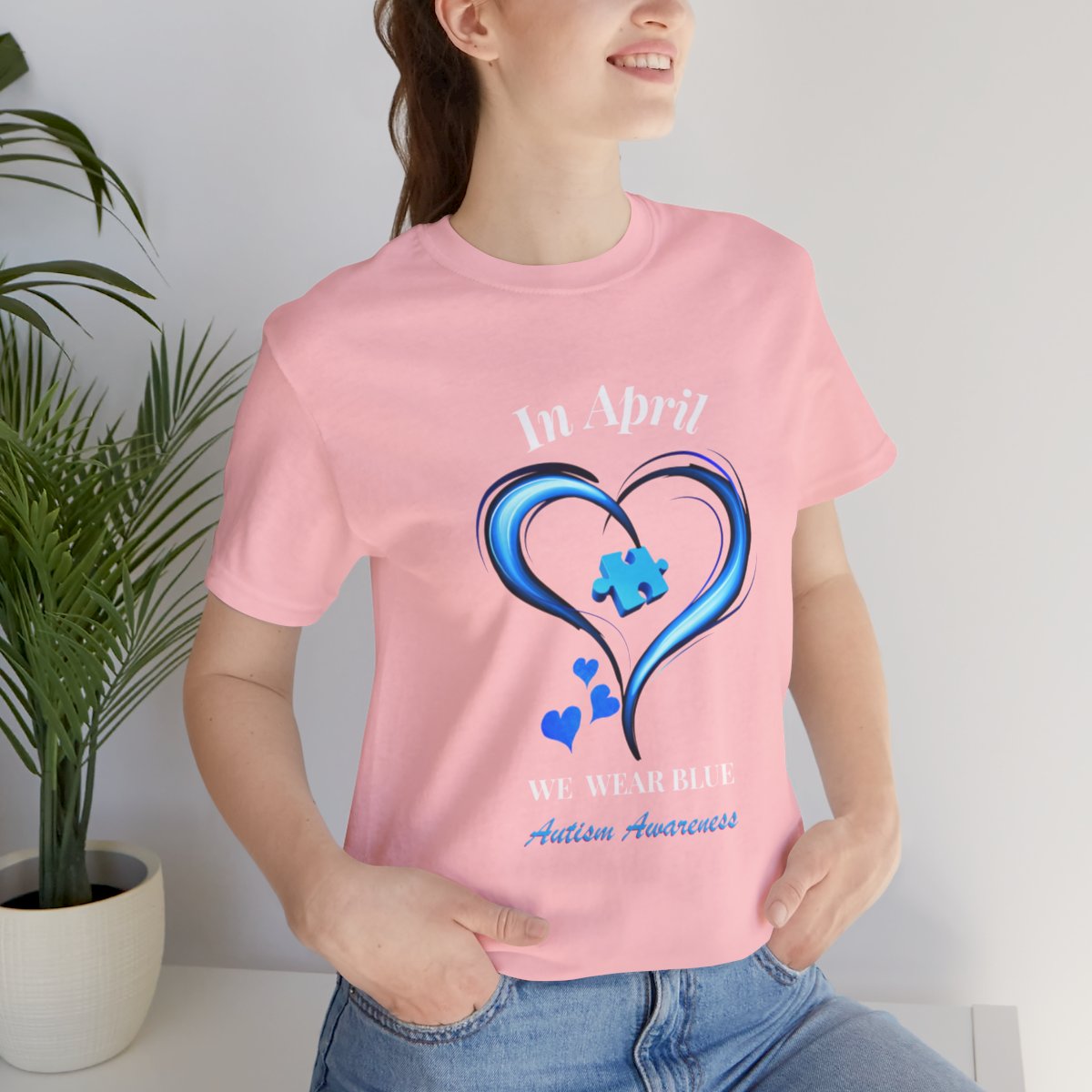 Women's  In April We Wear Blue T-shirt, Autism Awareness Shirt