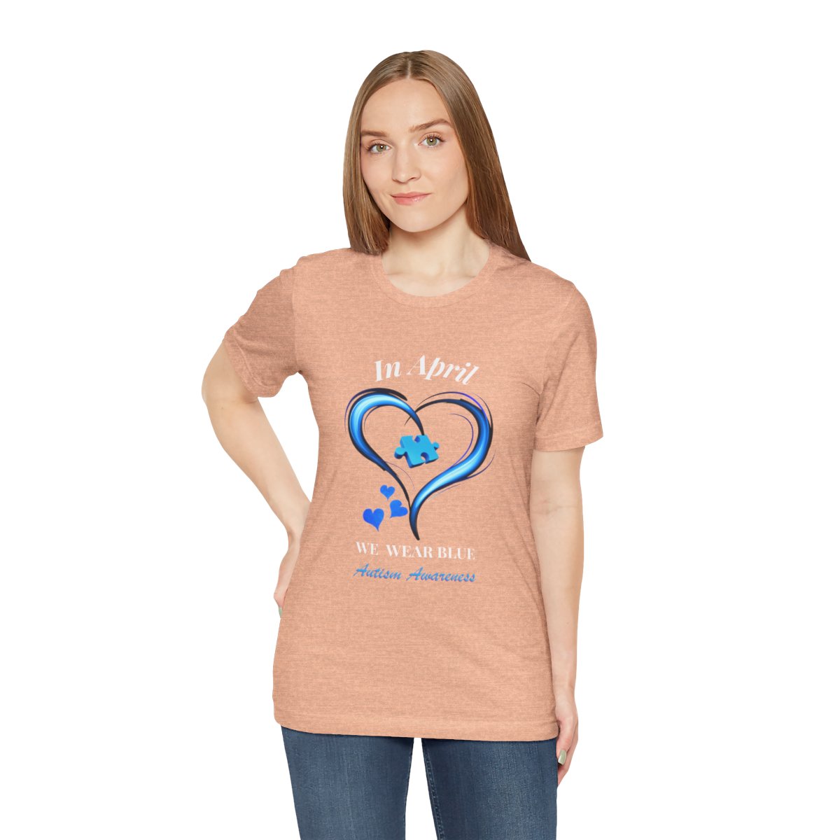 Women's  In April We Wear Blue T-shirt, Autism Awareness Shirt