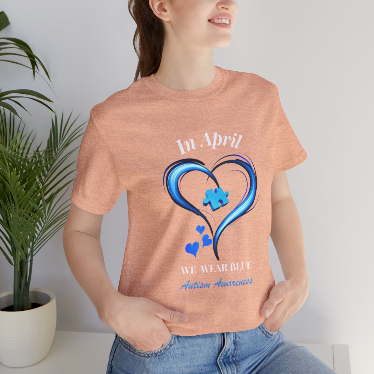 Women's  In April We Wear Blue T-shirt, Autism Awareness Shirt