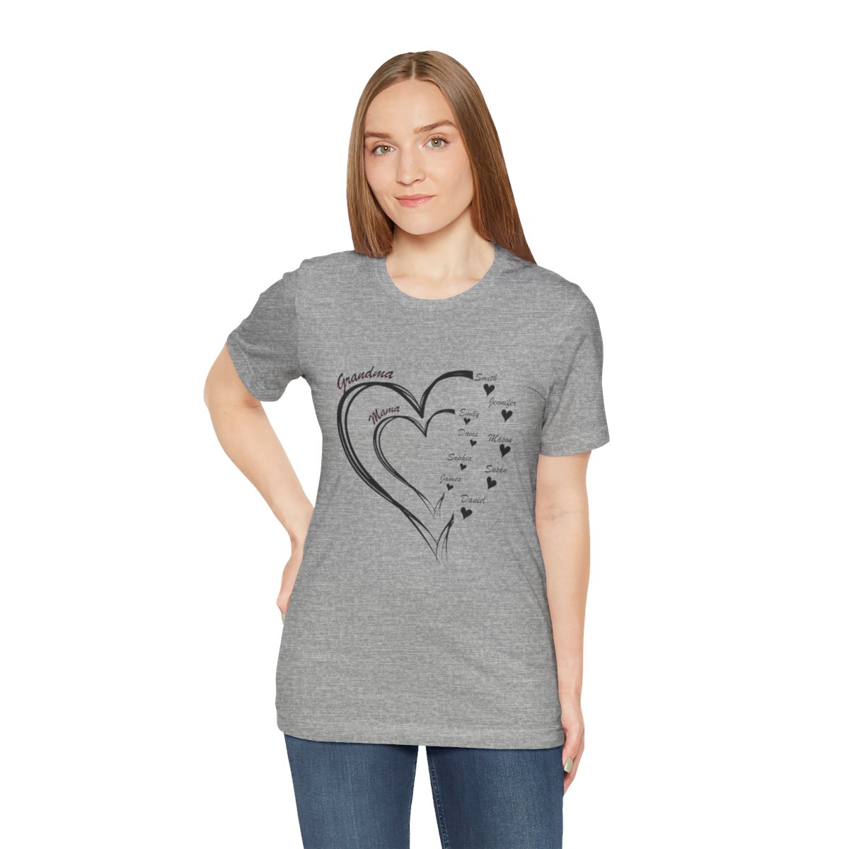 Custom Heart Mothers Day Unisex Jersey Short Sleeve Tee