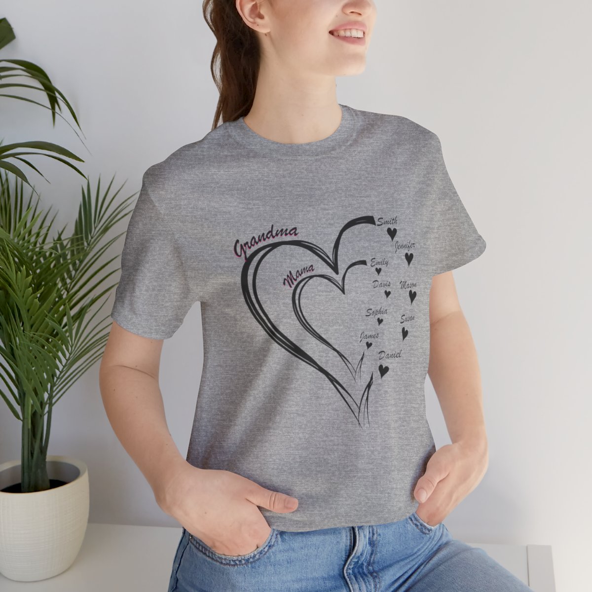 Custom Heart Mothers Day Unisex Jersey Short Sleeve Tee