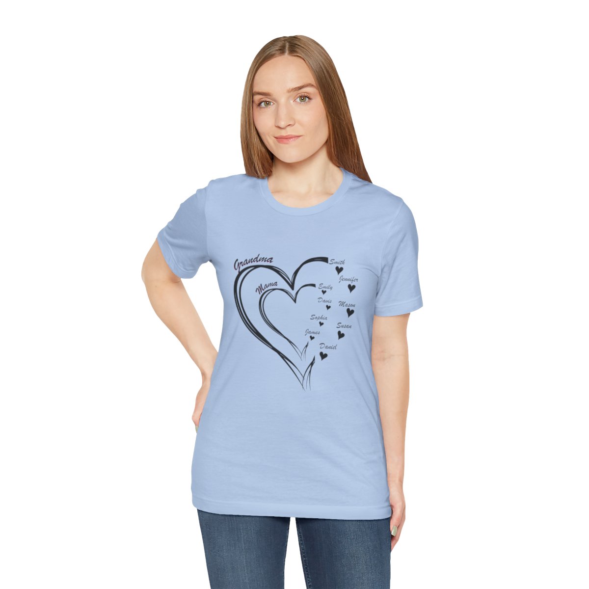 Custom Heart Mothers Day Unisex Jersey Short Sleeve Tee