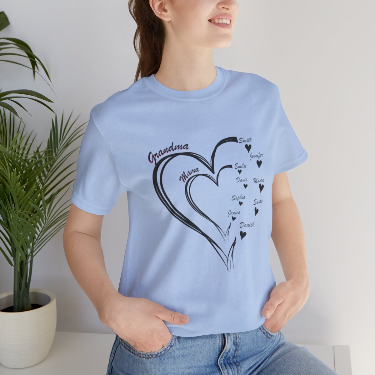 Custom Heart Mothers Day Unisex Jersey Short Sleeve Tee