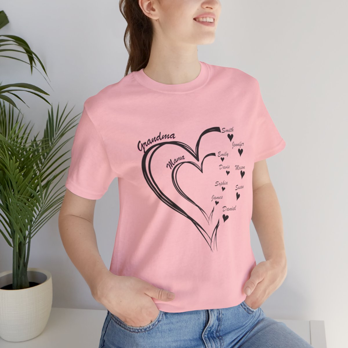 Custom Heart Mothers Day Unisex Jersey Short Sleeve Tee