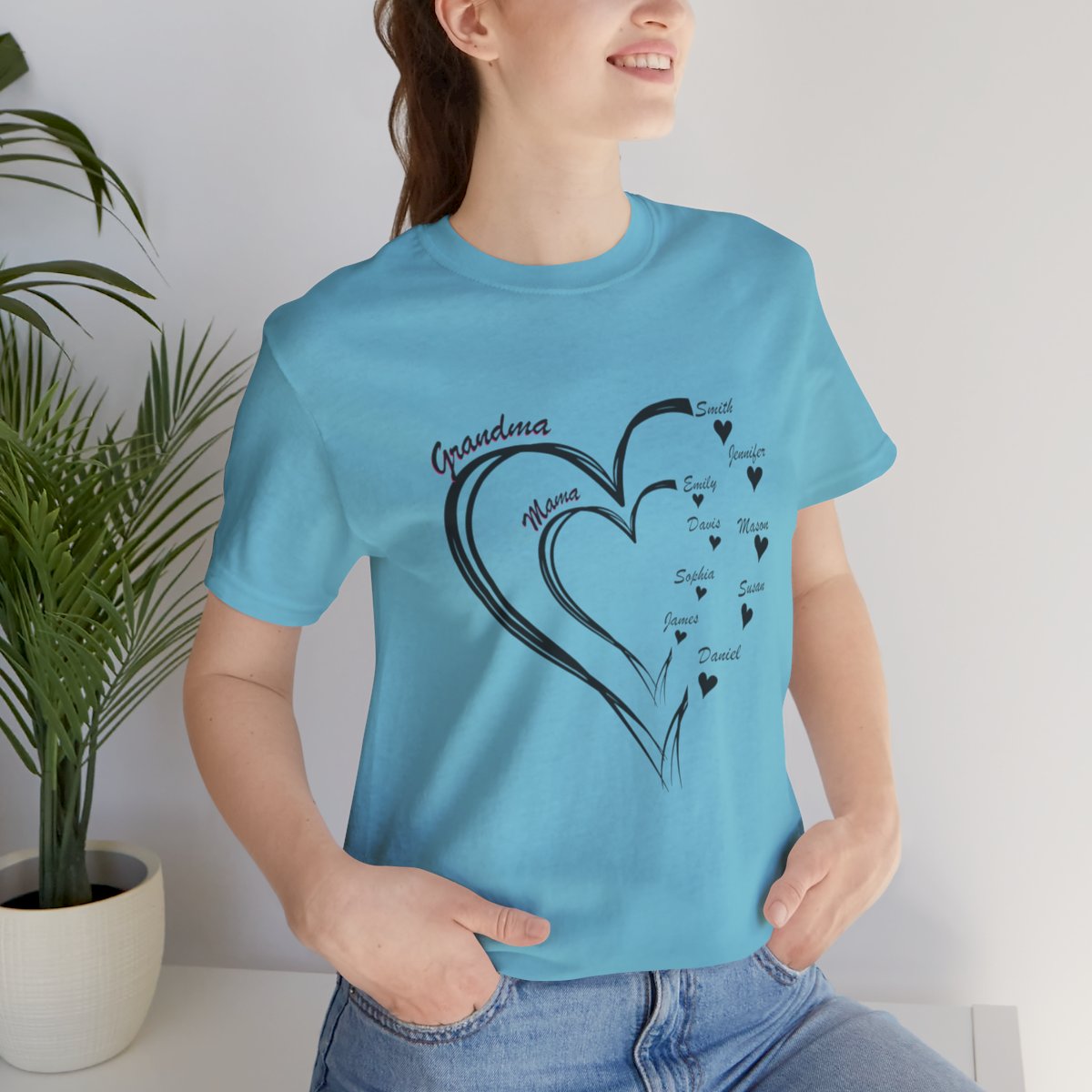 Custom Heart Mothers Day Unisex Jersey Short Sleeve Tee