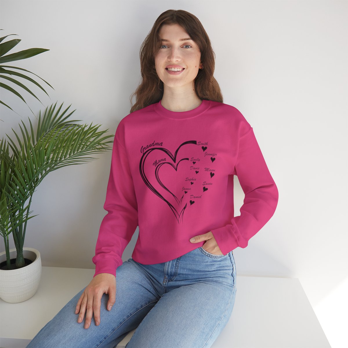 Personalized Mother's Day Heart Customized Unisex Heavy Blend™ Crewneck Sweatshirt