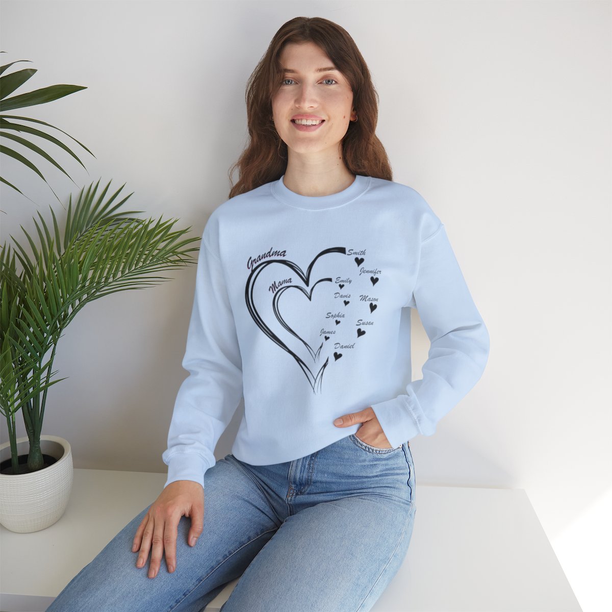 Personalized Mother's Day Heart Customized Unisex Heavy Blend™ Crewneck Sweatshirt