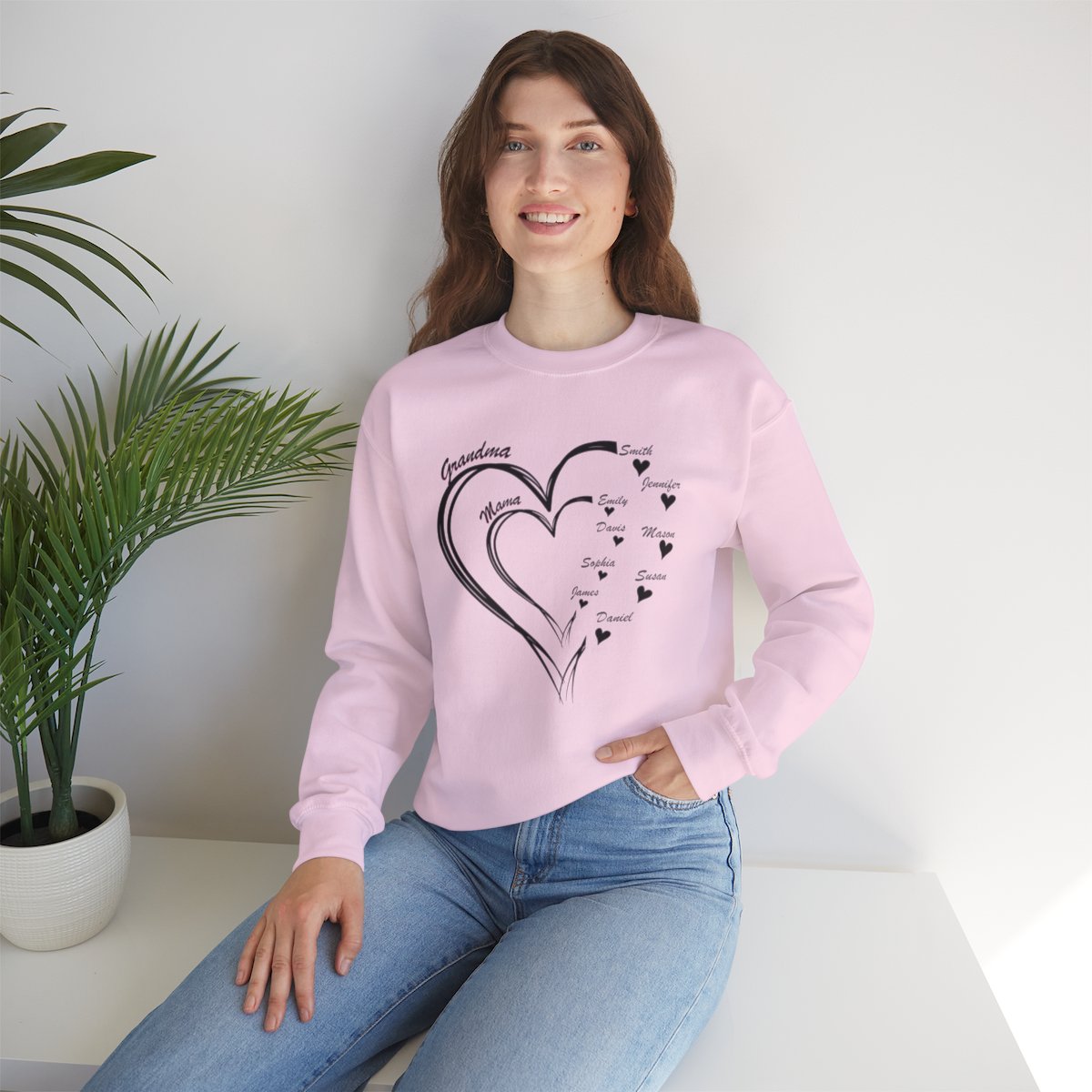 Personalized Mother's Day Heart Customized Unisex Heavy Blend™ Crewneck Sweatshirt