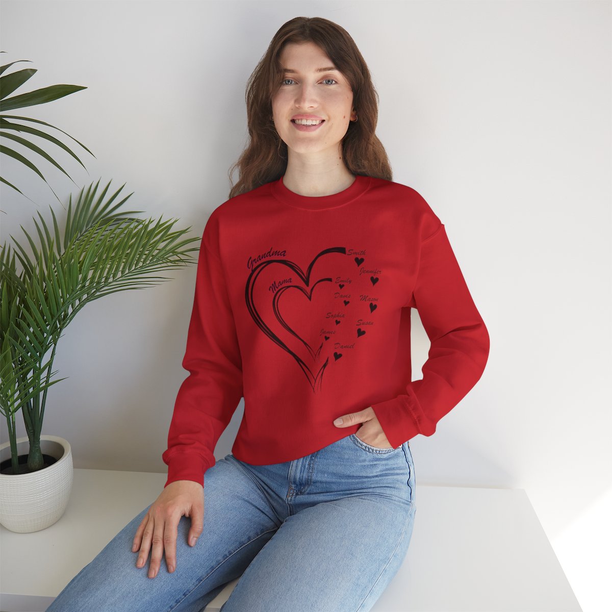 Personalized Mother's Day Heart Customized Unisex Heavy Blend™ Crewneck Sweatshirt