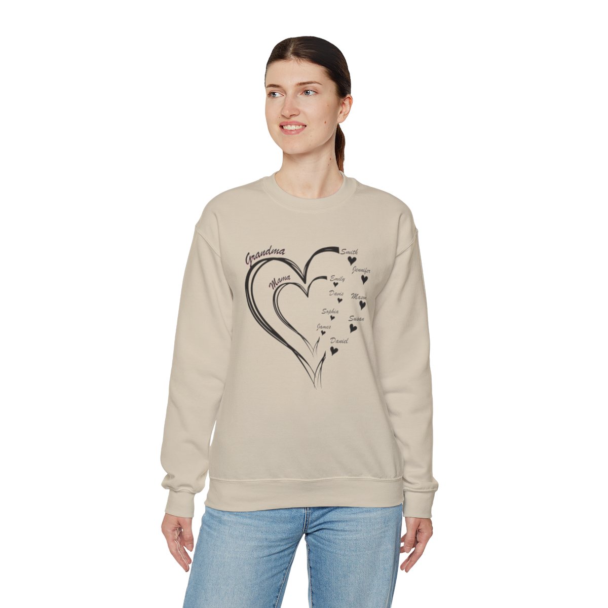 Personalized Mother's Day Heart Customized Unisex Heavy Blend™ Crewneck Sweatshirt
