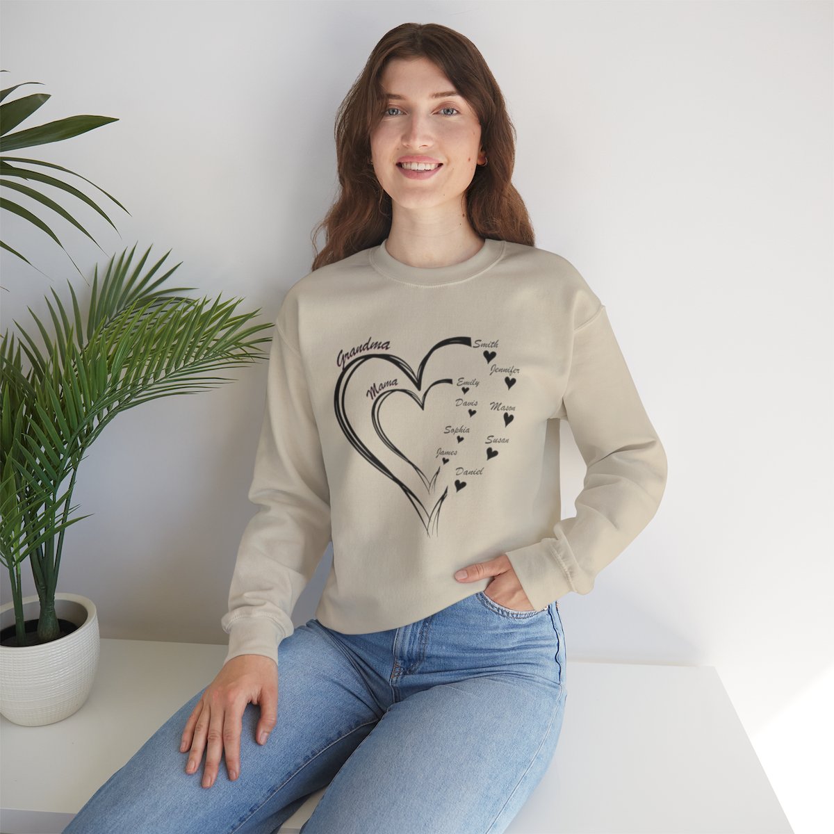 Personalized Mother's Day Heart Customized Unisex Heavy Blend™ Crewneck Sweatshirt