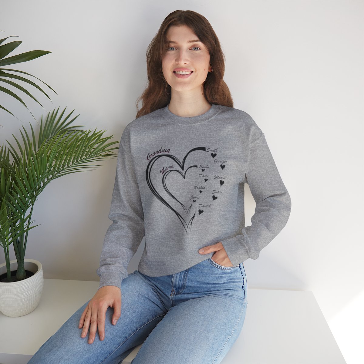 Personalized Mother's Day Heart Customized Unisex Heavy Blend™ Crewneck Sweatshirt