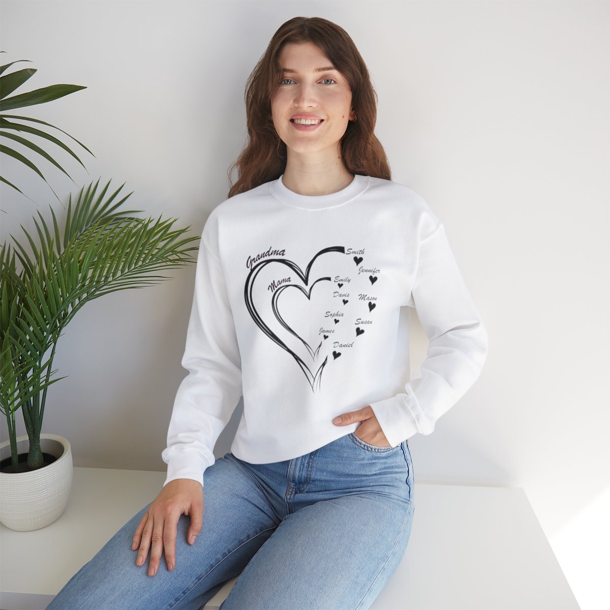 Personalized Mother's Day Heart Customized Unisex Heavy Blend™ Crewneck Sweatshirt