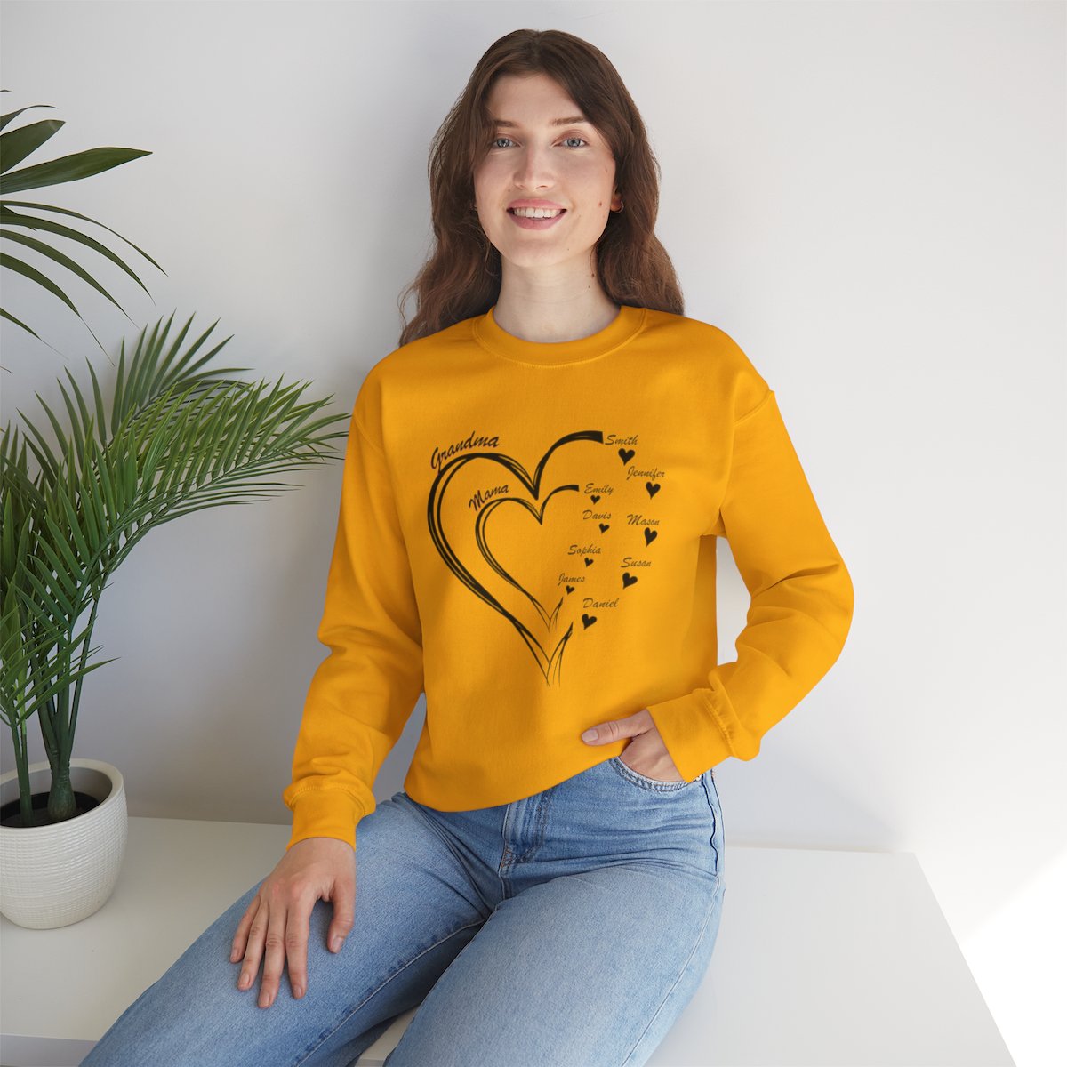Personalized Mother's Day Heart Customized Unisex Heavy Blend™ Crewneck Sweatshirt