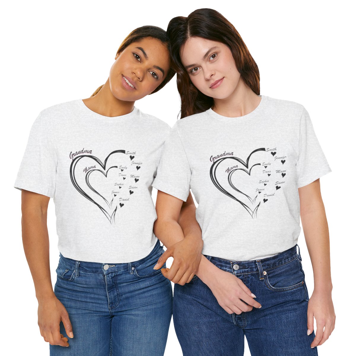 Custom Heart Mothers Day Unisex Jersey Short Sleeve Tee