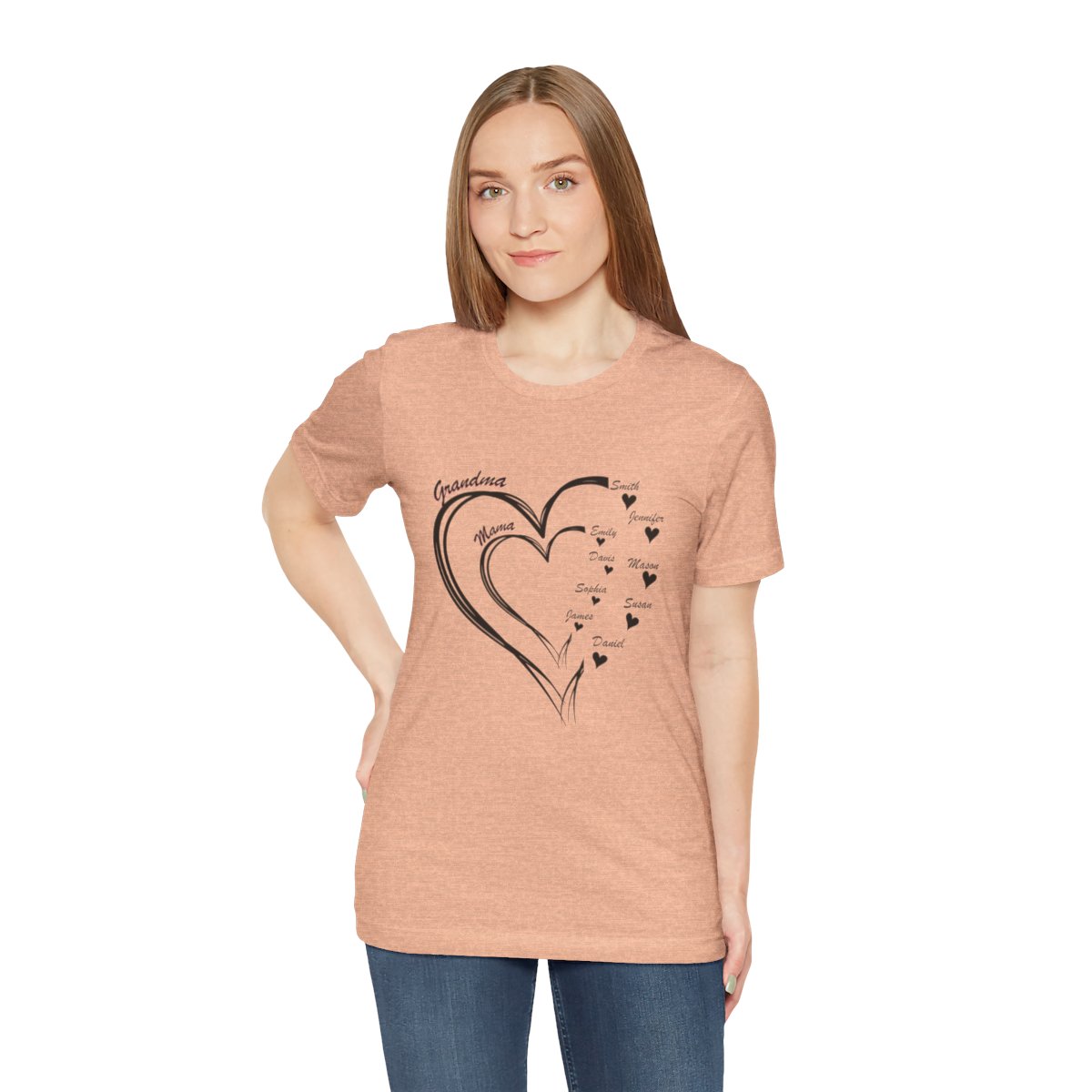 Custom Heart Mothers Day Unisex Jersey Short Sleeve Tee