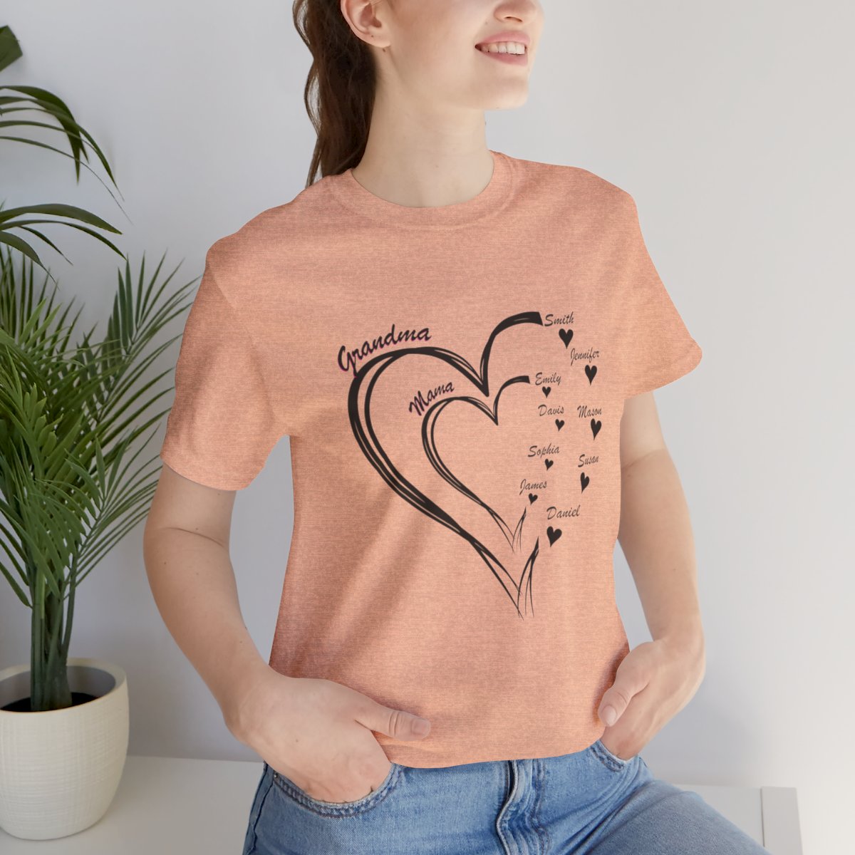 Custom Heart Mothers Day Unisex Jersey Short Sleeve Tee