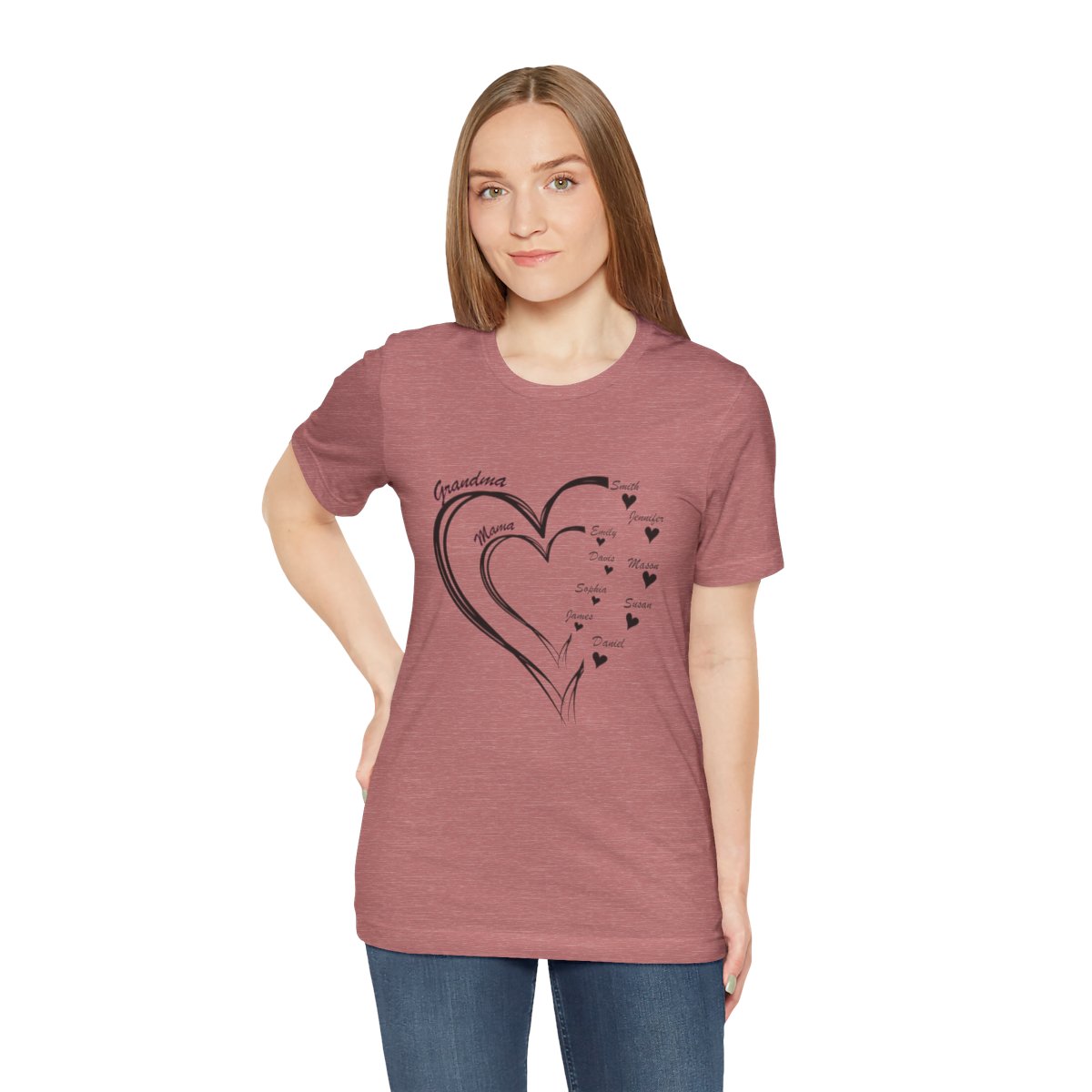 Custom Heart Mothers Day Unisex Jersey Short Sleeve Tee