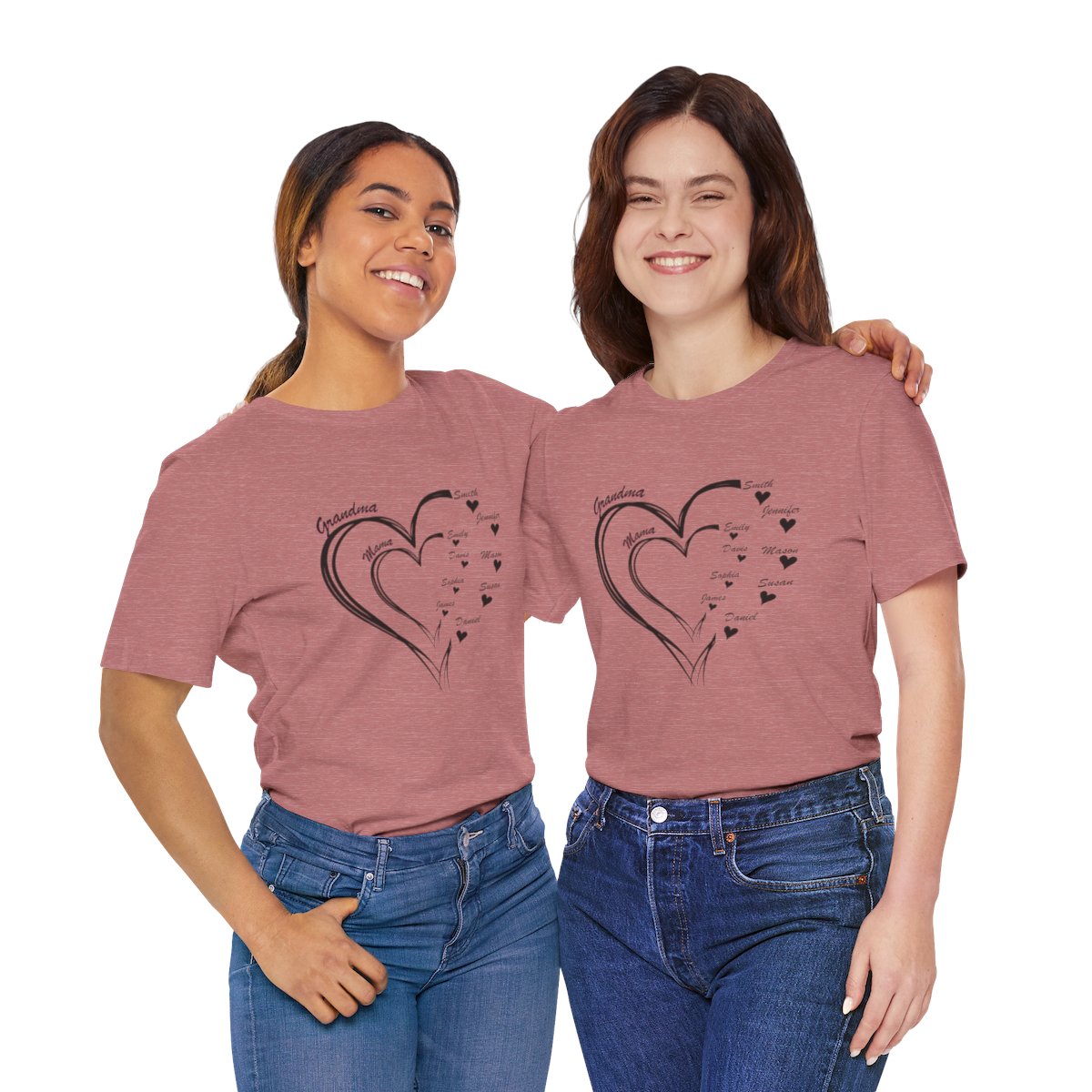 Custom Heart Mothers Day Unisex Jersey Short Sleeve Tee
