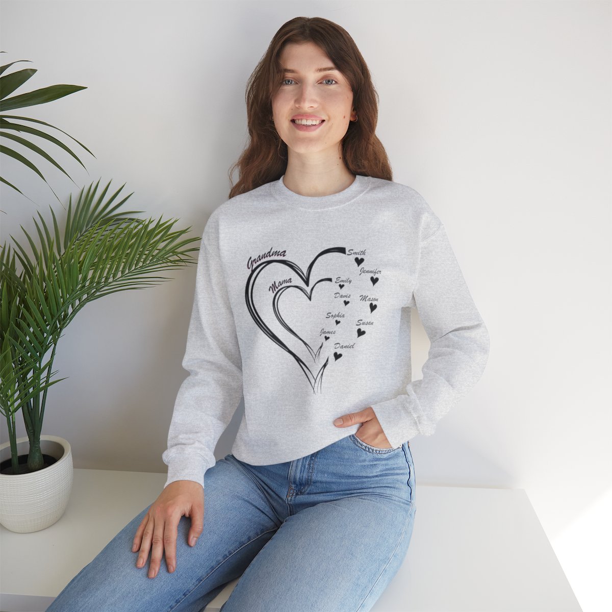 Personalized Mother's Day Heart Customized Unisex Heavy Blend™ Crewneck Sweatshirt