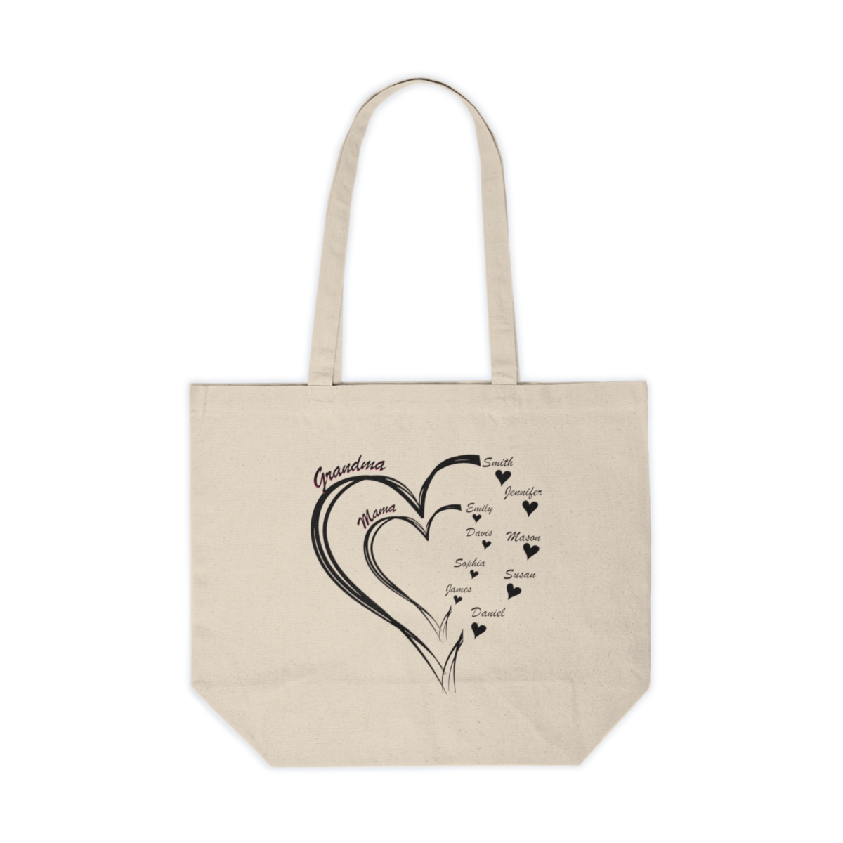 Personalized Heart Mother's Day Customized Canvas Shopping Tote