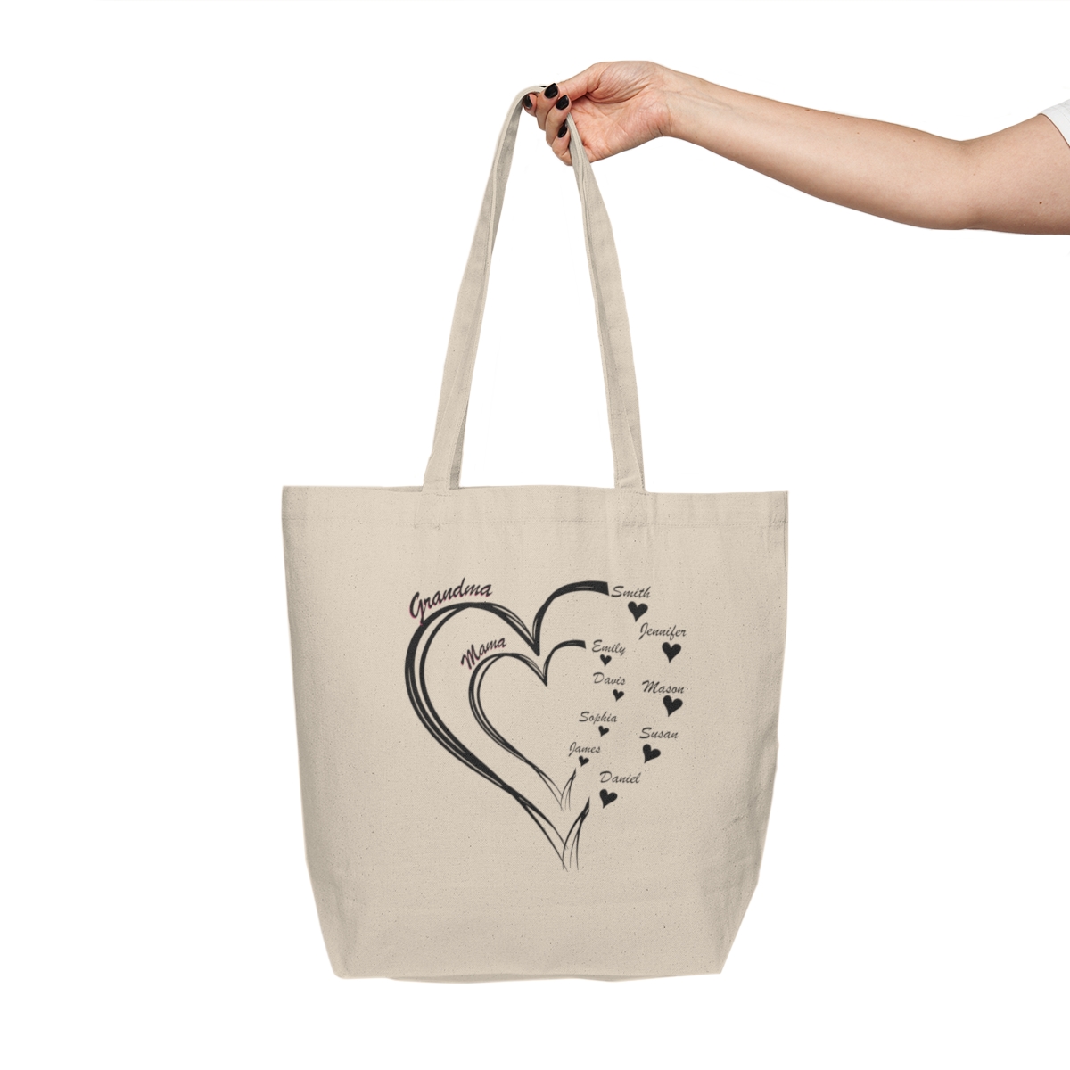 Personalized Heart Mother's Day Customized Canvas Shopping Tote