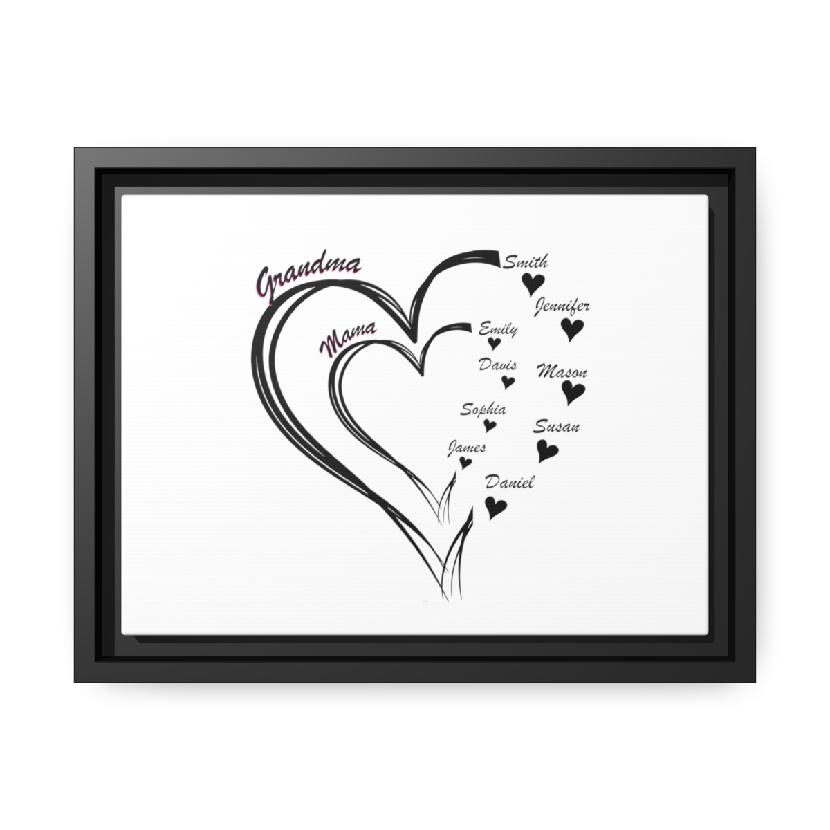 Personalized Mother's Day  Customized Matte Framed Wall art  Canvas, Black Frame