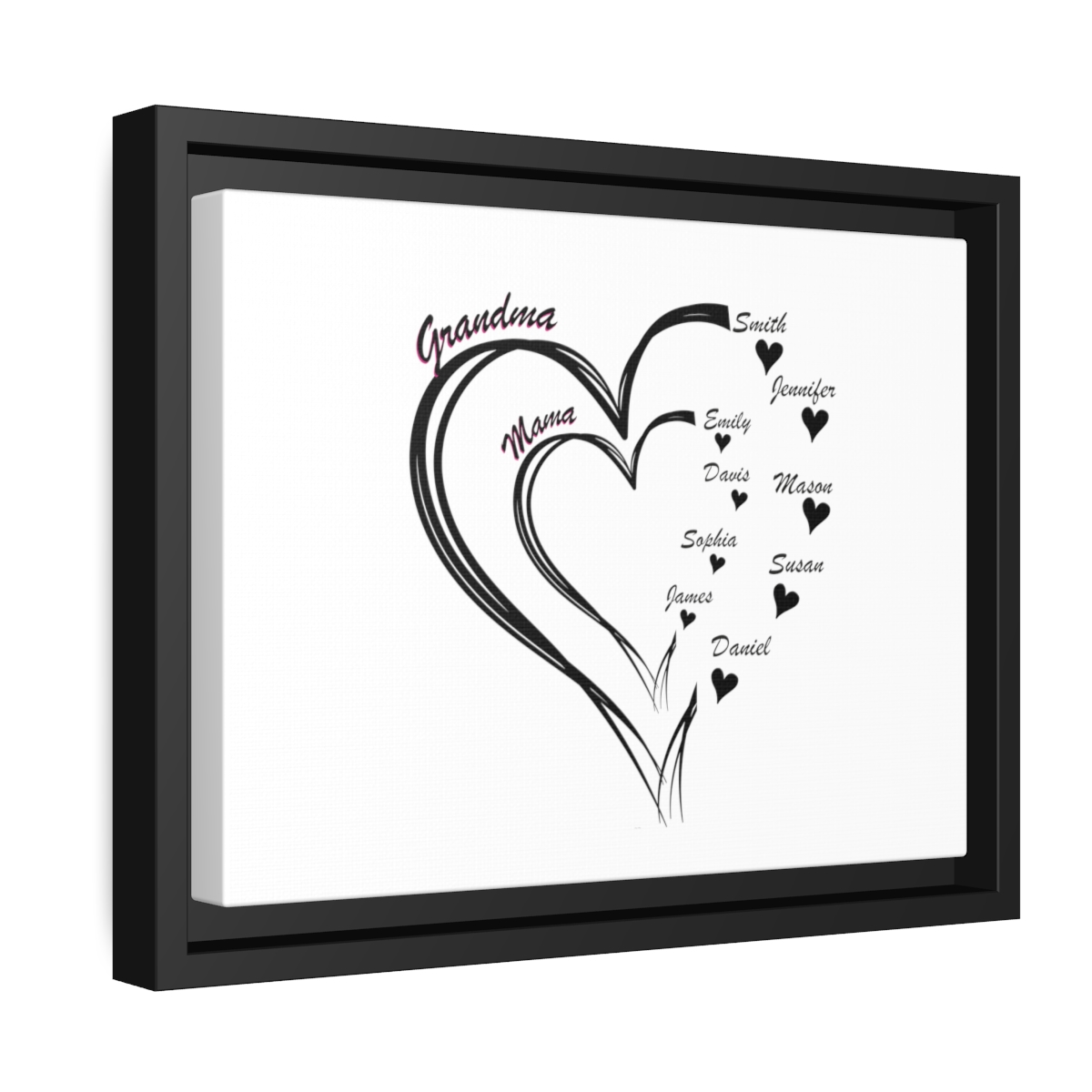 Personalized Mother's Day  Customized Matte Framed Wall art  Canvas, Black Frame