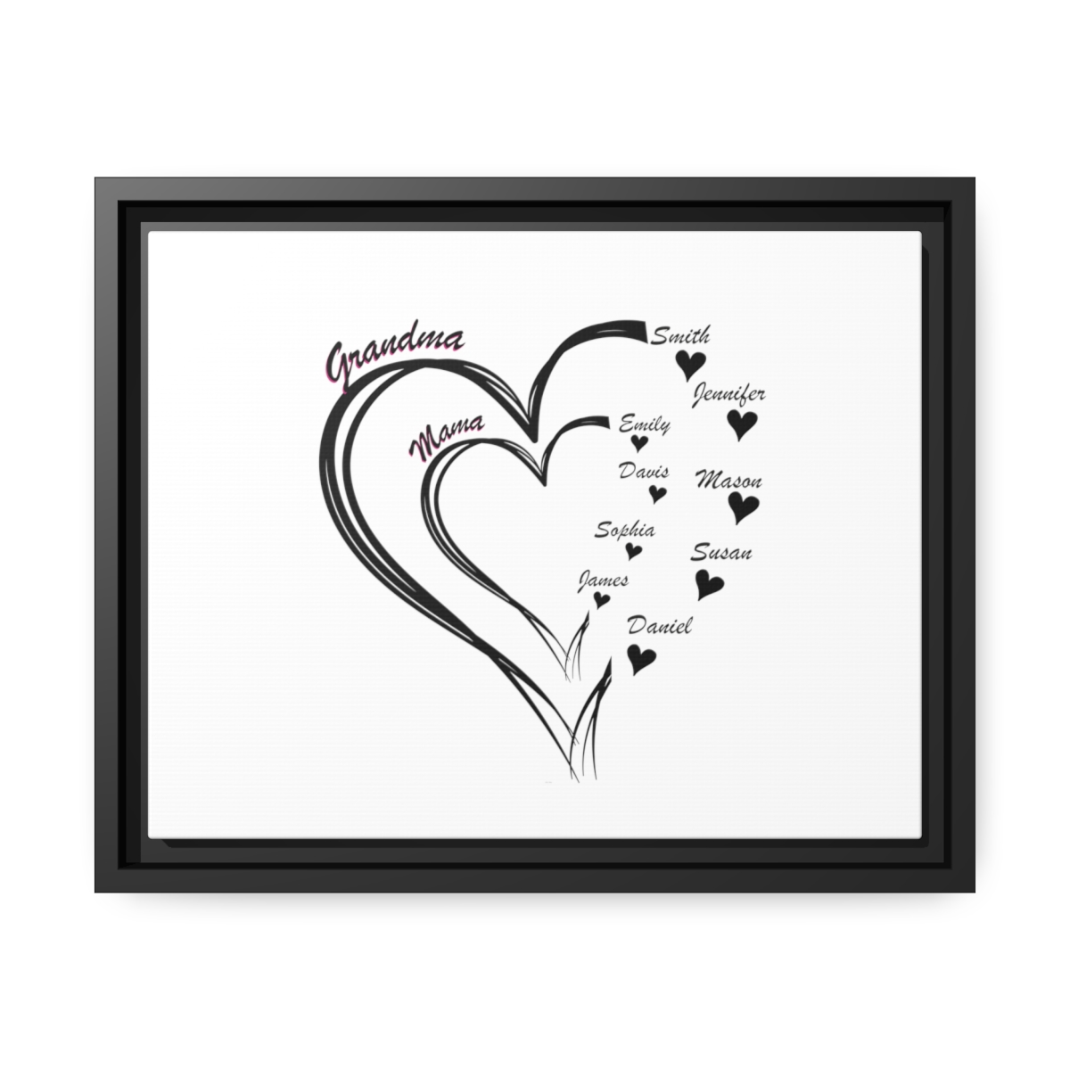 Personalized Mother's Day  Customized Matte Framed Wall art  Canvas, Black Frame