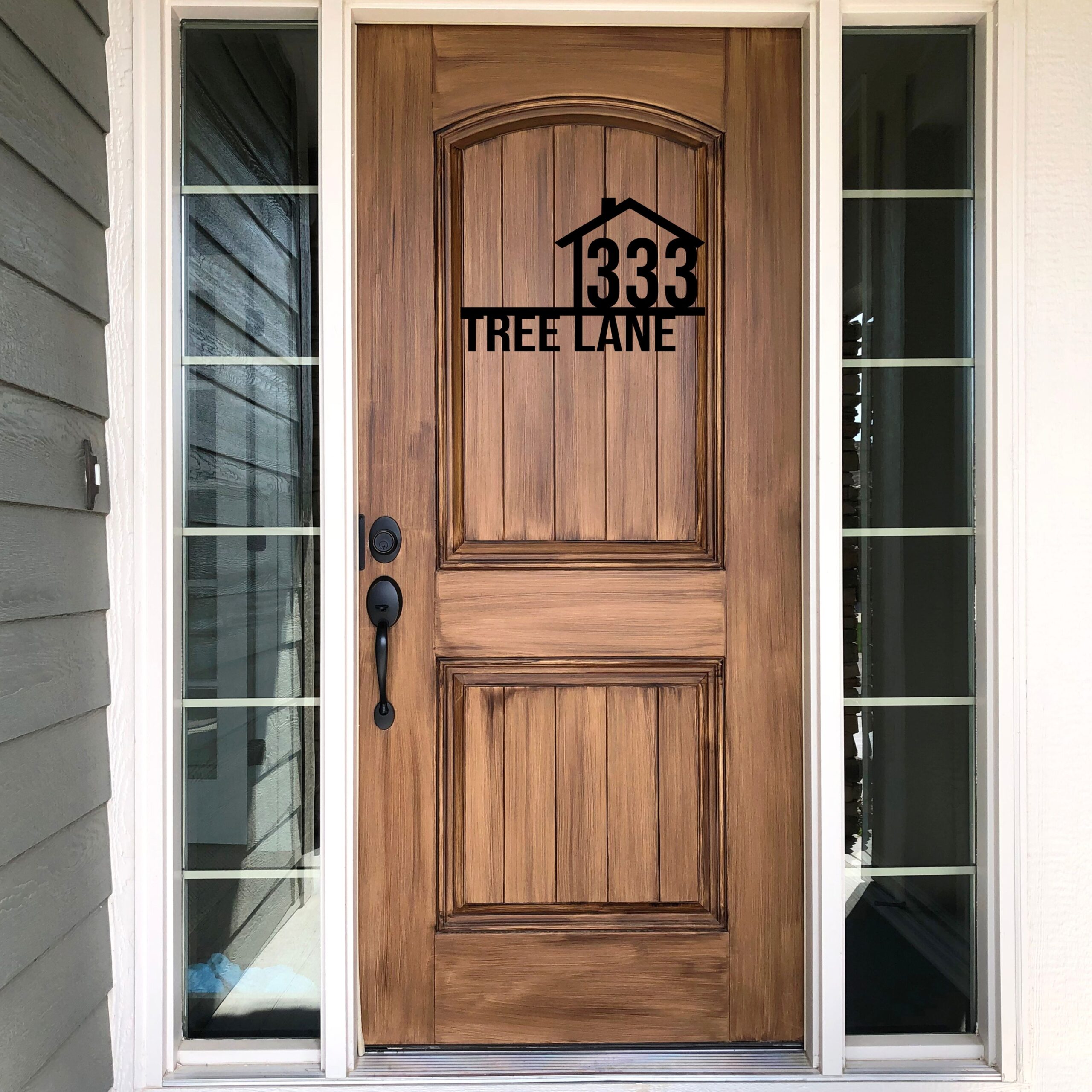 Custom Metal House Number Sign with House Drawing